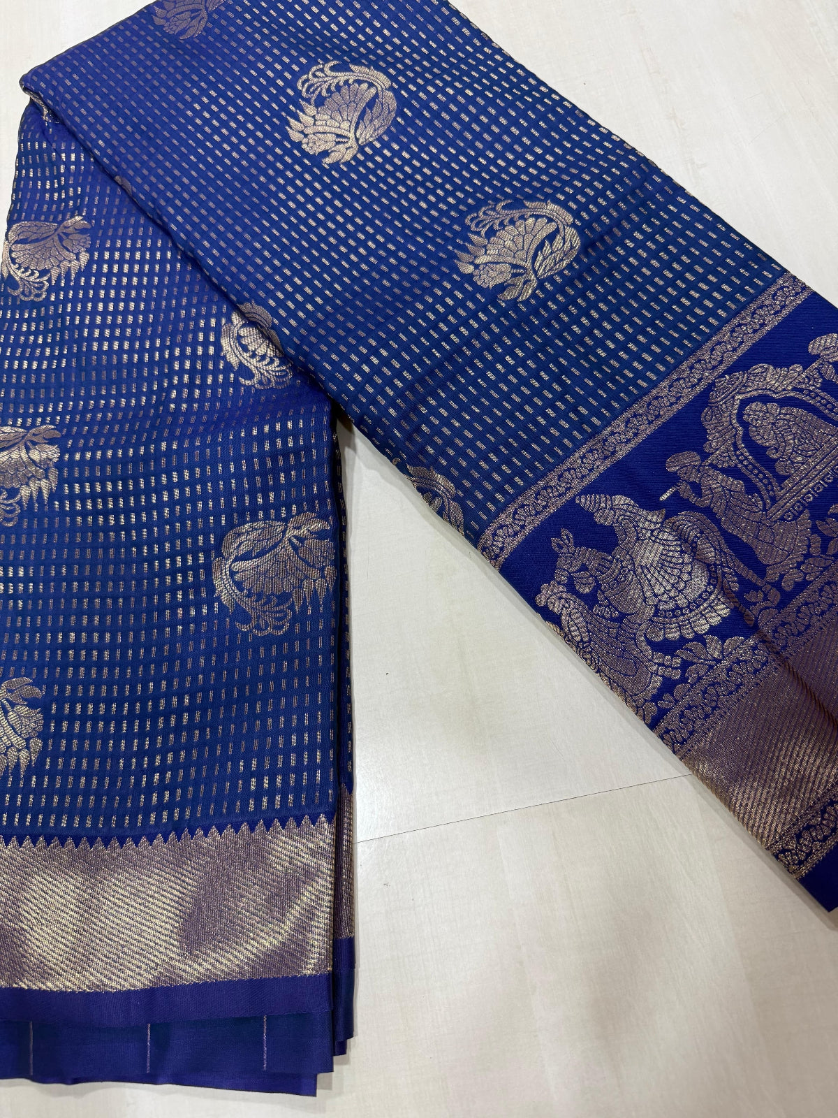 Fuchsia & Teal Heritage Silk Saree with Mythological Border
 - D00035