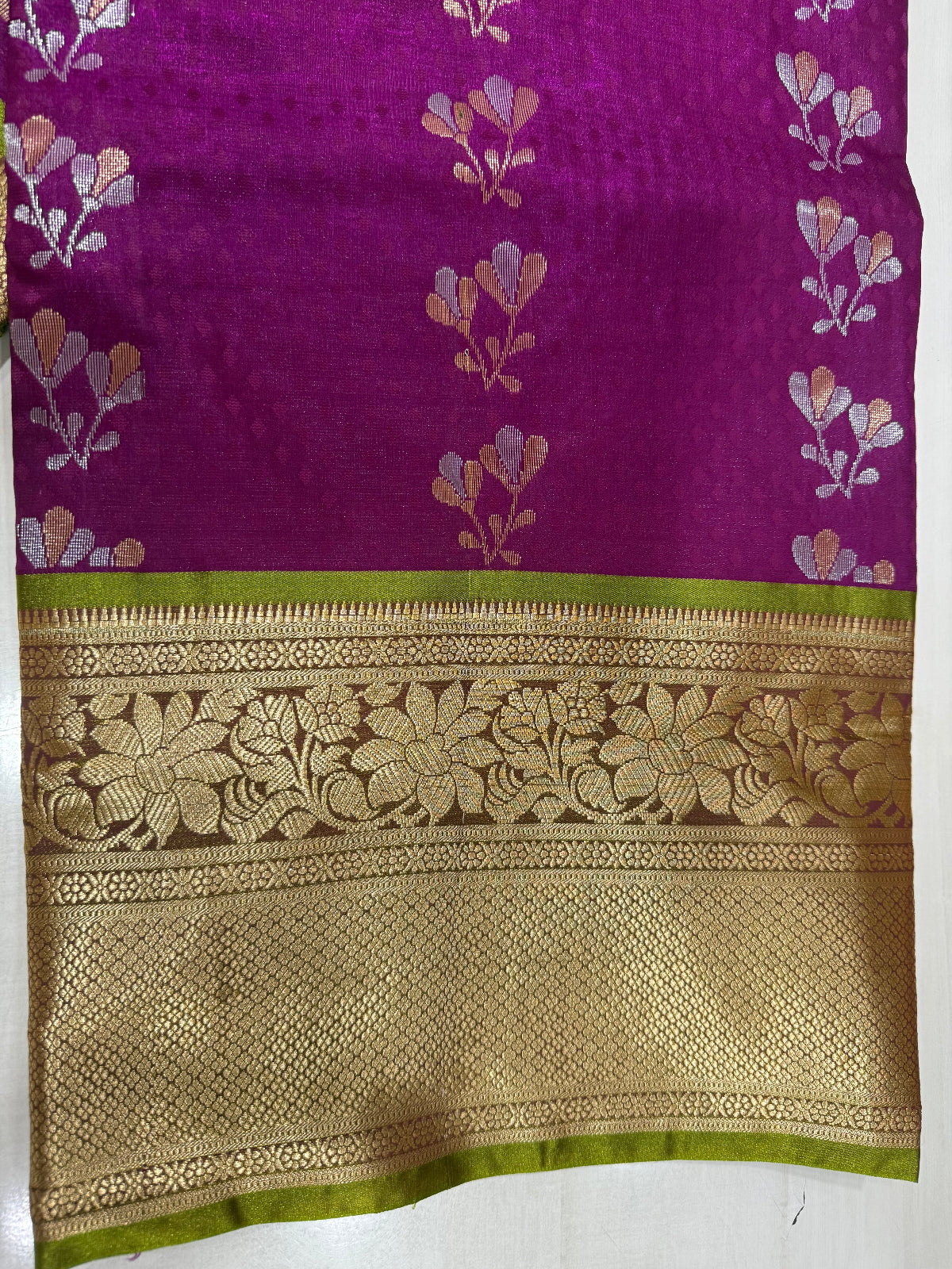 Wine maroon and gold Banarasi Silk Saree. - D00048
