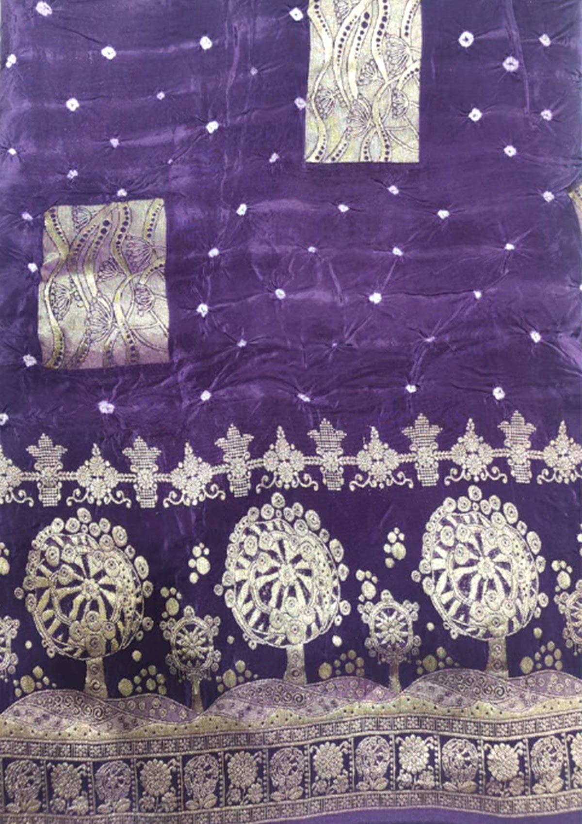 Premium Purple Banarasi Saree with Gold Embroidered Motifs