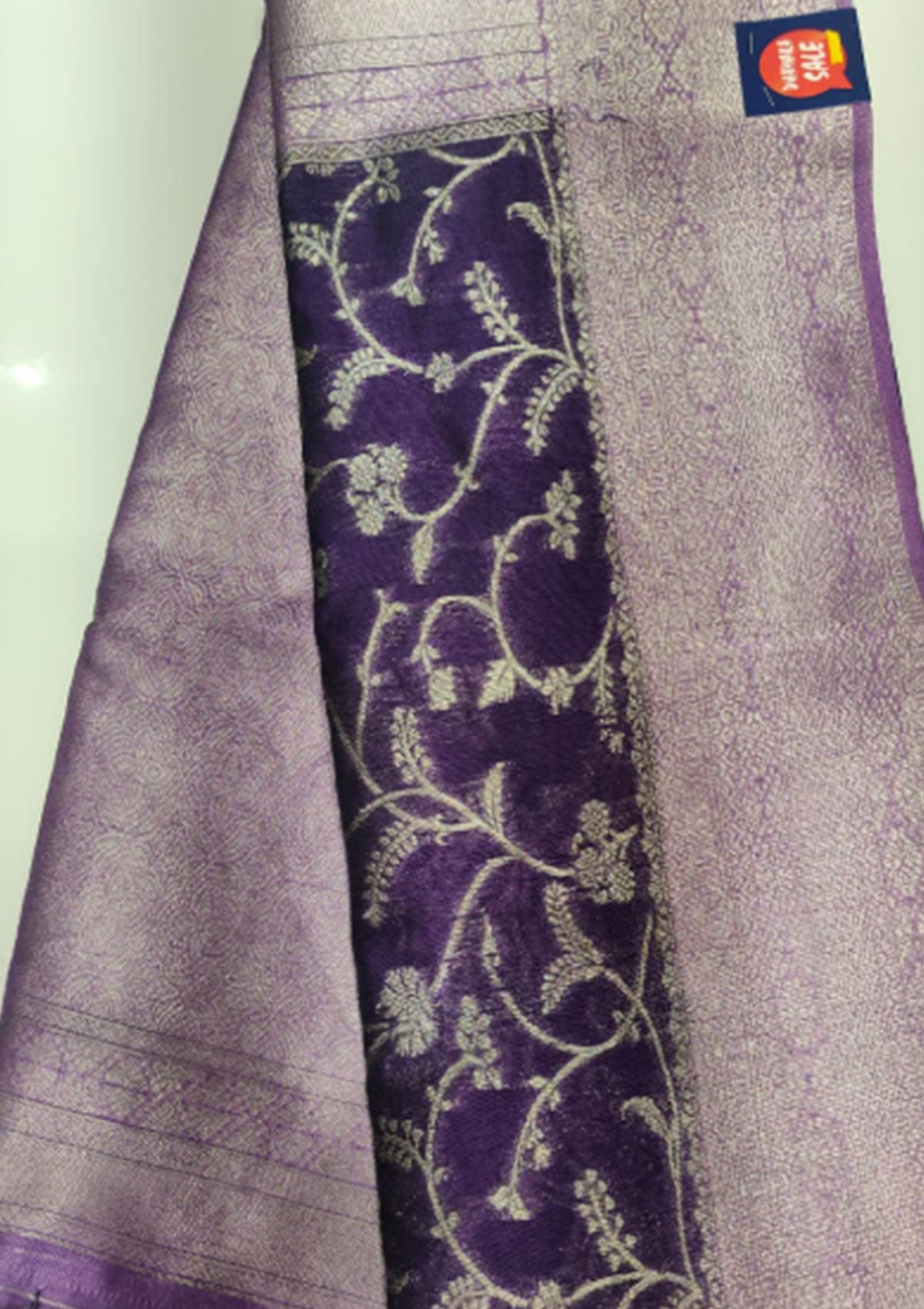 Premium Lavender Banarasi Saree with Navy Embroidered Pallu