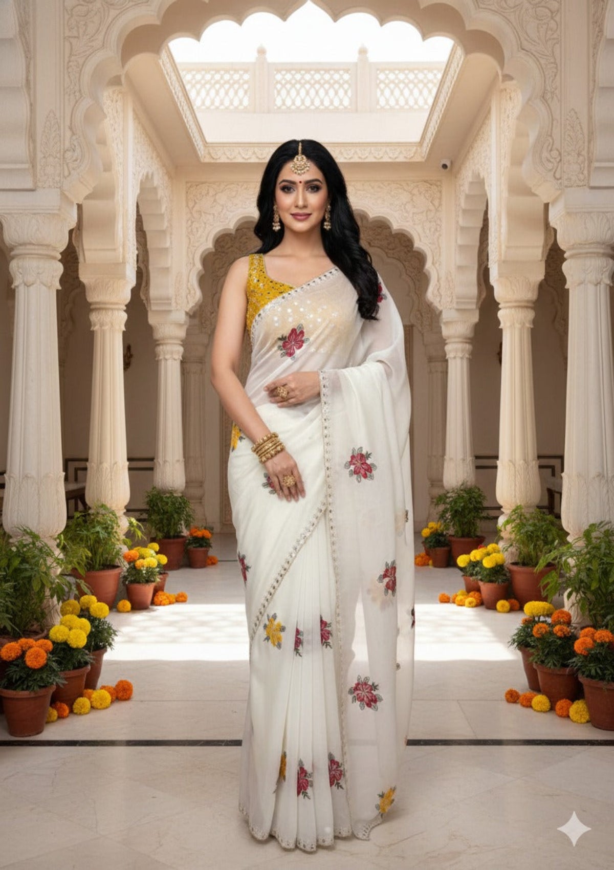 Premium organza / soft tissue blend (lightweight & sheer finish) - D0001