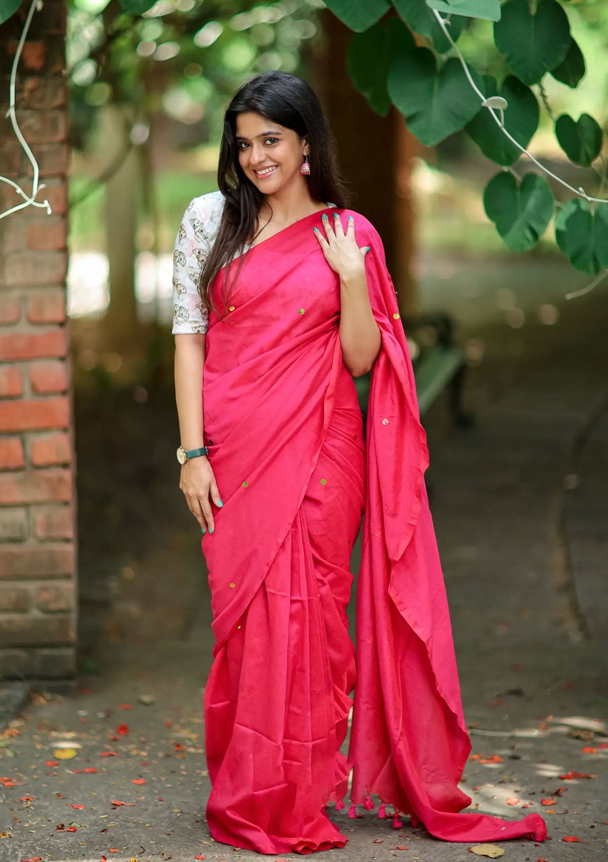 Azhagi- Pink Cotton Saree