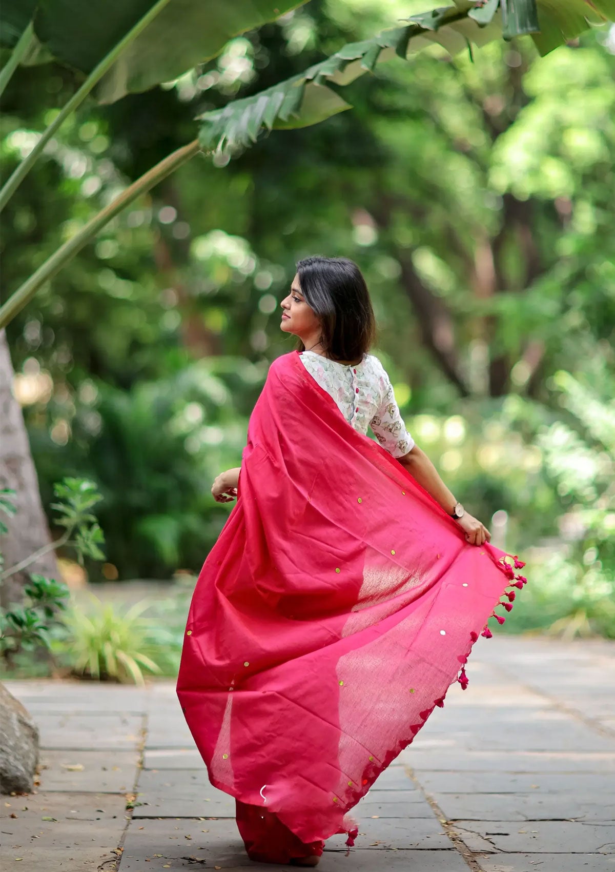 Azhagi- Pink Cotton Saree