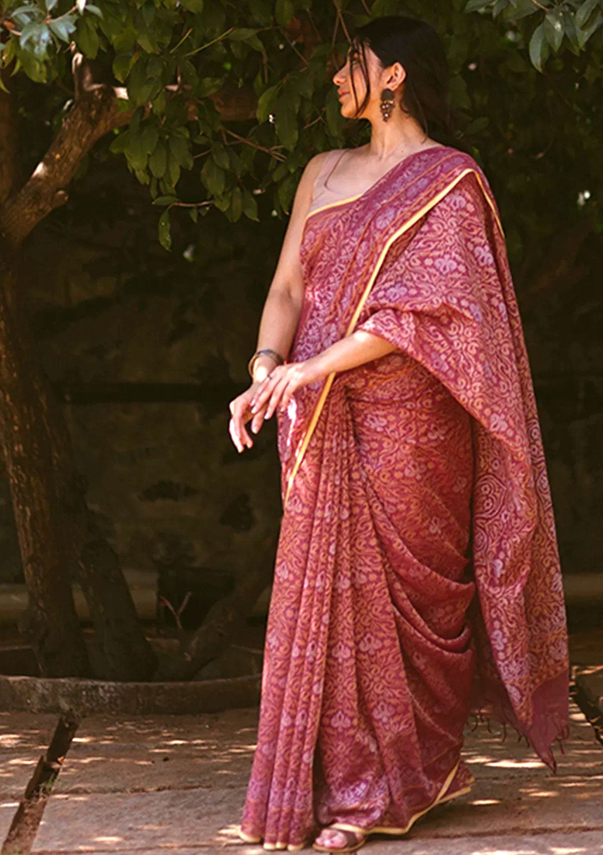 Dusty Pink Handloom Banarasi Jamdani Saree