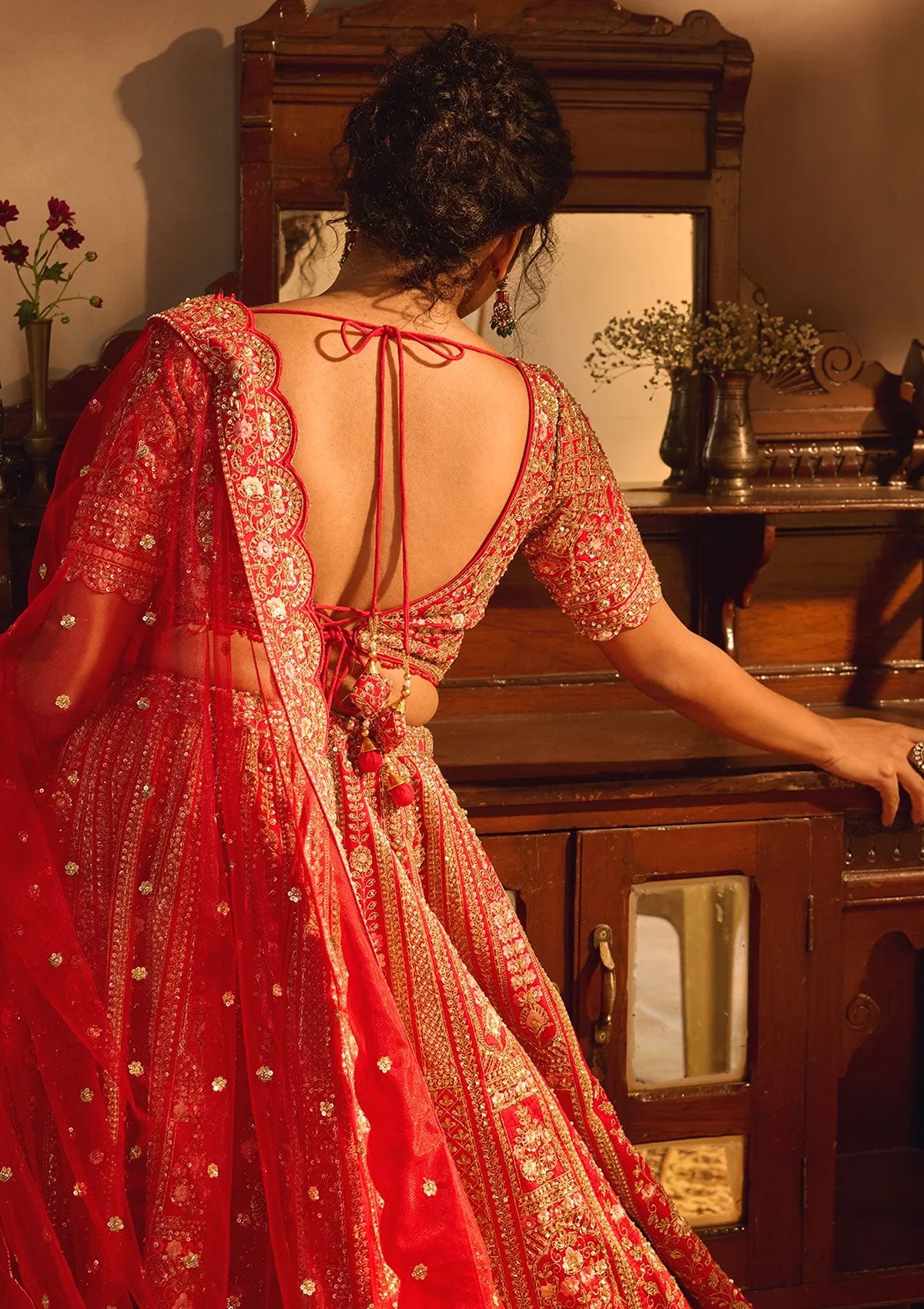Regal Bridal Red Embroidered Lehenga Set