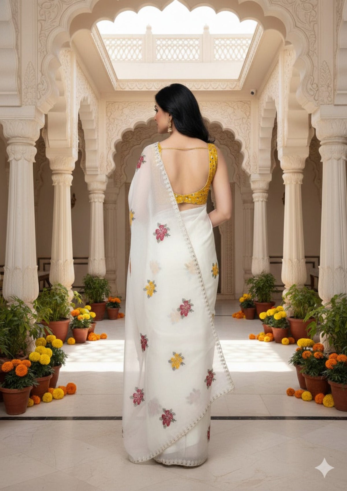 Premium organza / soft tissue blend (lightweight & sheer finish) - D0001