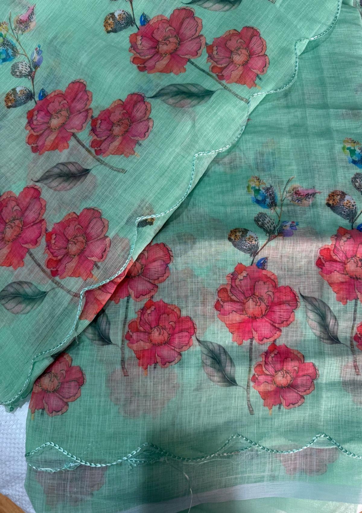 Seafoam Green & Deep Rose - D00034