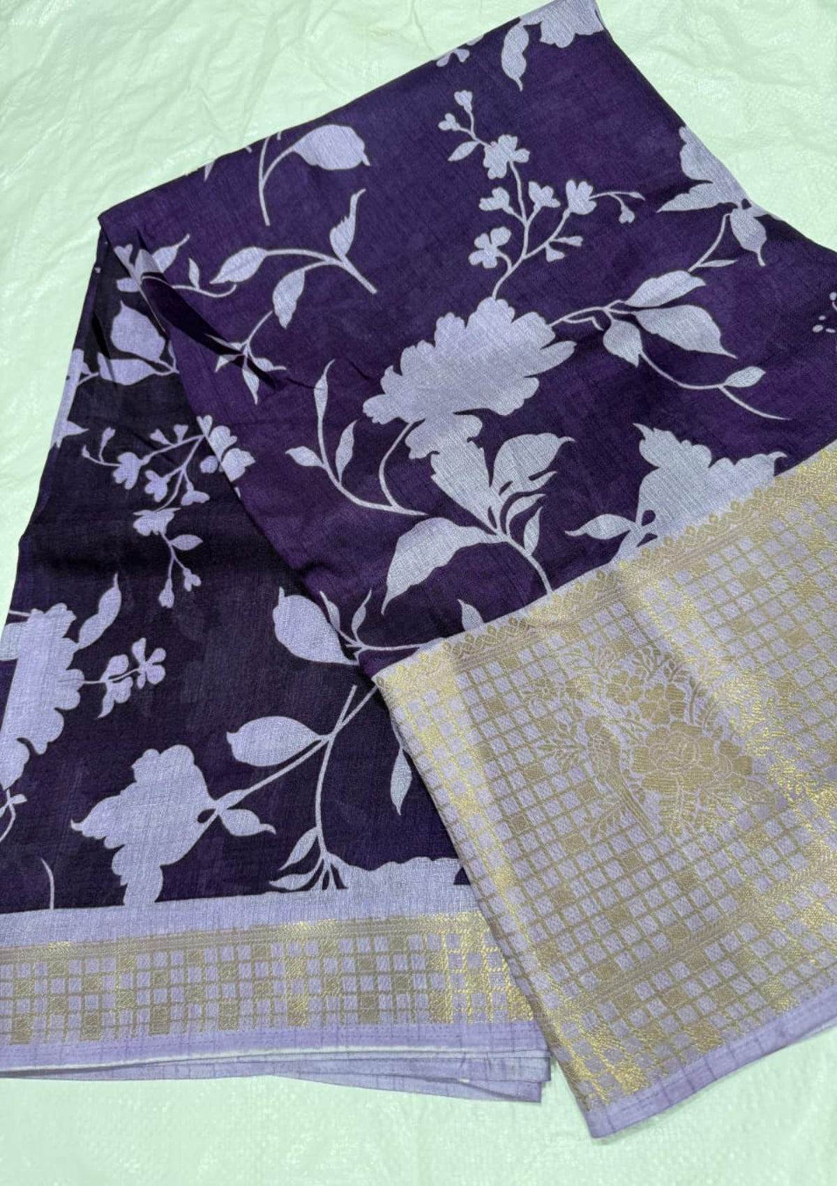 Midnight Black & Rose Gold Banarasi Soft Silk Saree with Elegant Floral Jaal and Tassel Detail- D00027