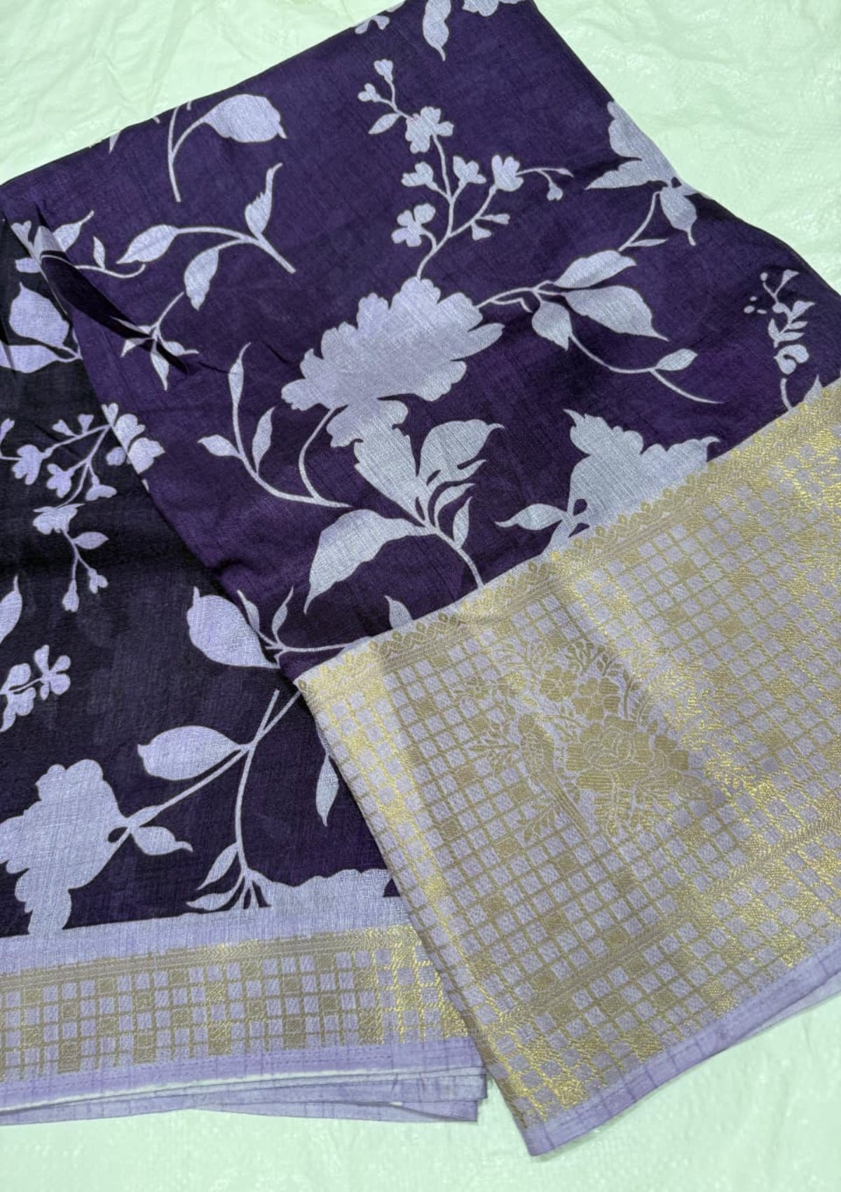 Midnight Black & Rose Gold Banarasi Soft Silk Saree with Elegant Floral Jaal and Tassel Detail- D00027