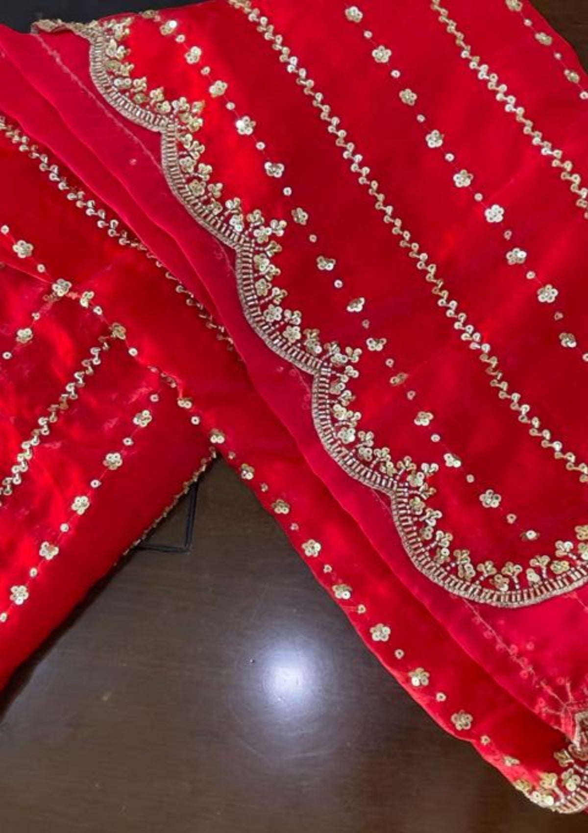 Radiant Red Sequin Embellished Designer Party Wear Saree - D00028